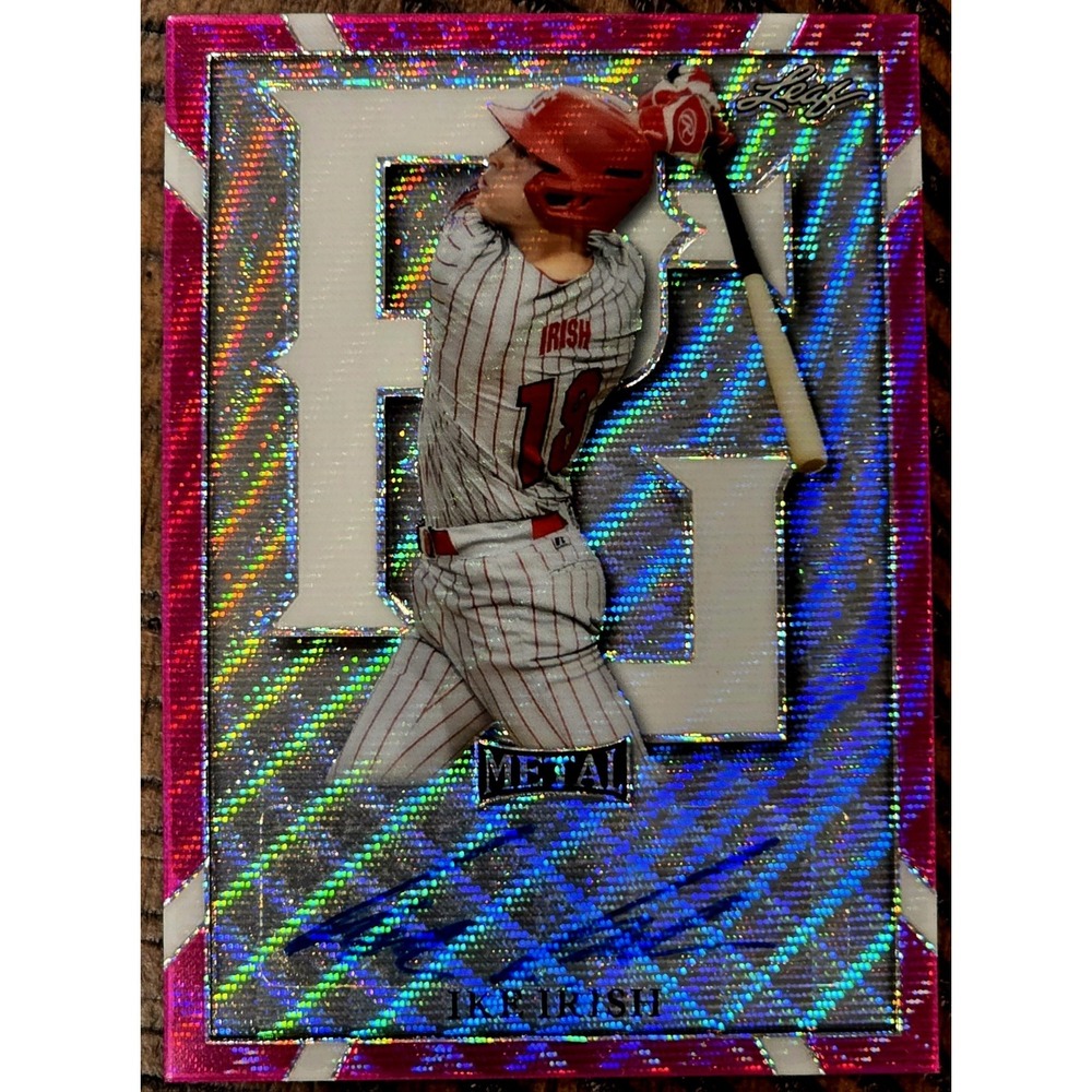 2021 Leaf Perfect Game Ike Irish Metal Pink Refractor Auto #2/6 Auburn Tigers